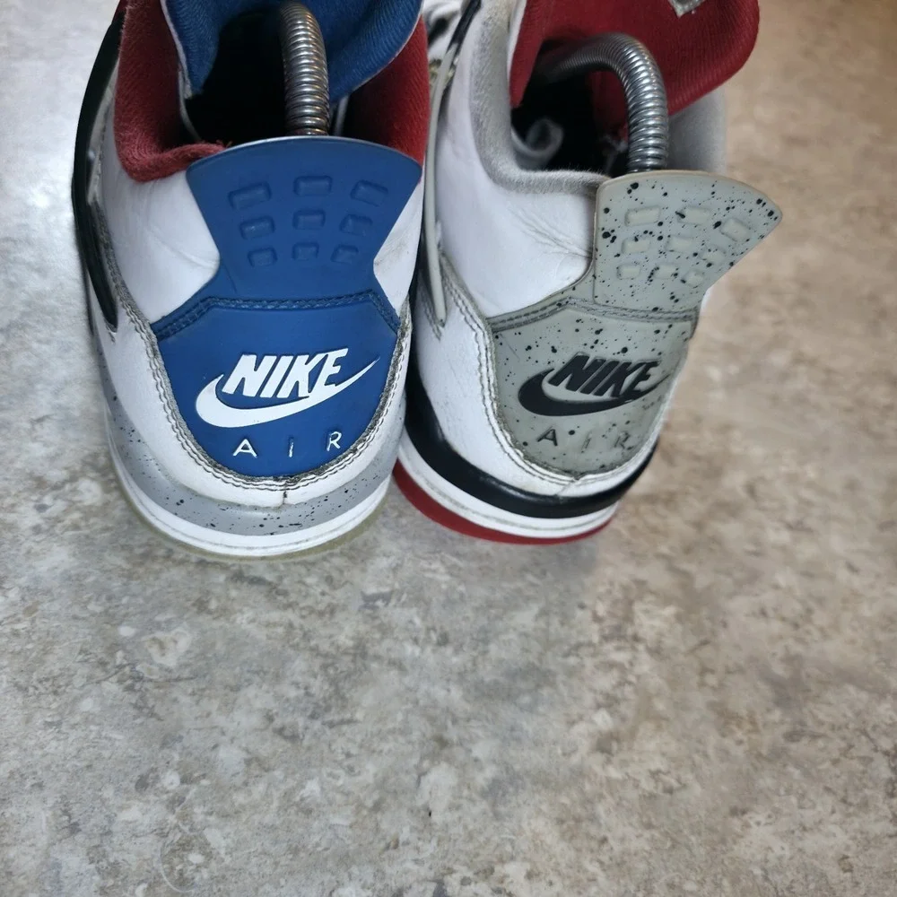 Jordan 4 Retro What The (GS) Shoe Size 7Y 408452-146 White Blue-Red Sneakers